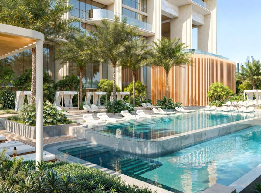 Infinity pool with viewsof Dubai Water Canal