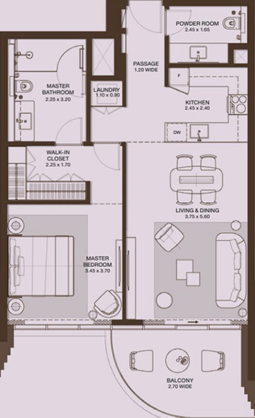 Floor Plans Atelis at D3 - 1 Bedroom Apartments