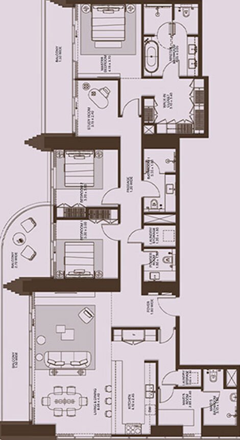 Floor Plans Atelis at D3 - 3 Bedrooms Apartments