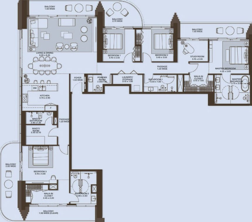 Floor Plans Atelis at D3 - 4 Bedrooms Apartments